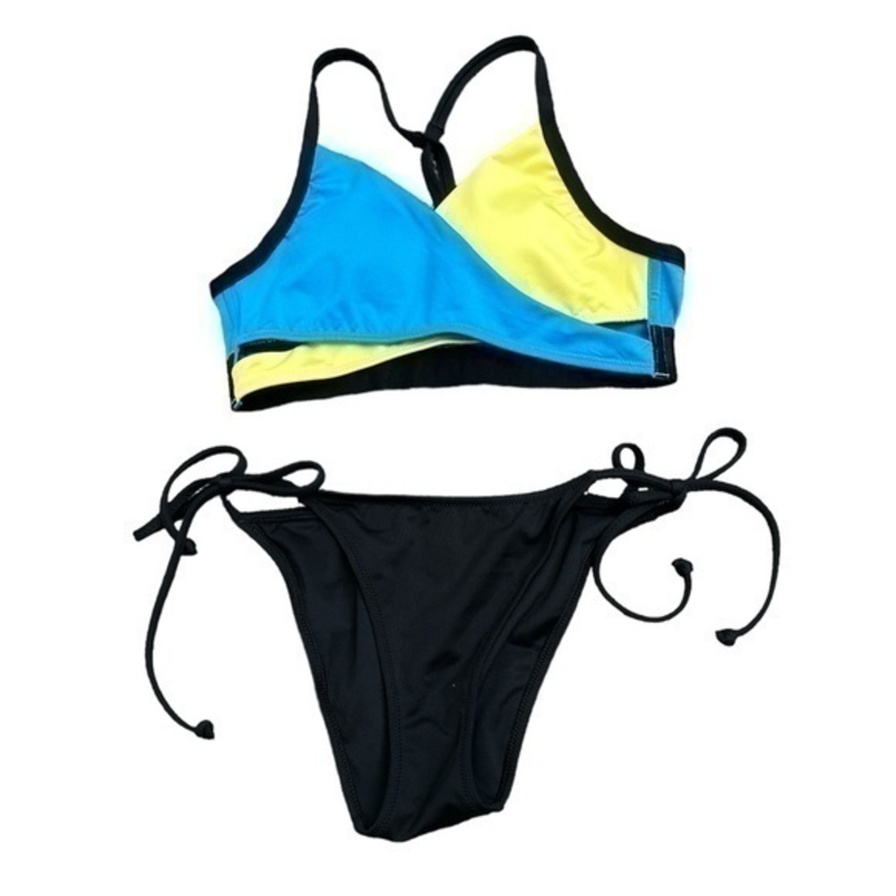Victoria’s Secret Pink Sport Blue Yellow String Bikini Size XS